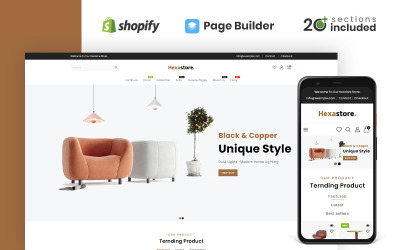 Tema de Shopify para tienda de madera y muebles Hexastore