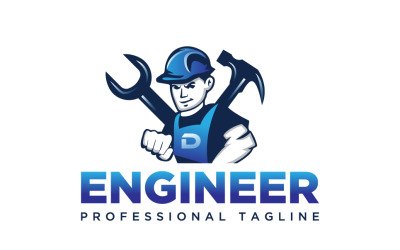 Design de logotipo de empreiteiro de engenheiro faz-tudo