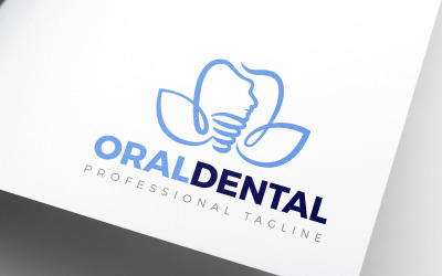 Design del logo dentale orale della magnolia floreale
