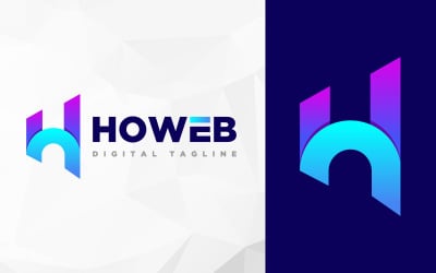 Digitaal merk - Letter H-logo-ontwerp