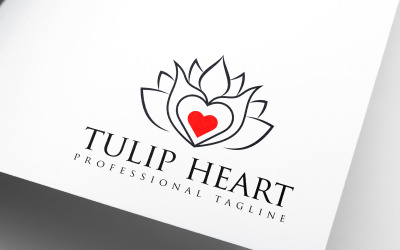 Blommig tulpan rött hjärta mode skönhet logotypdesign