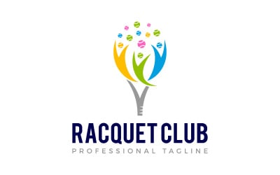 Design del logo della racchetta del club sportivo della comunità