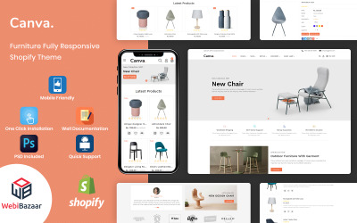 Canva - шаблон Shopify для современной мебели
