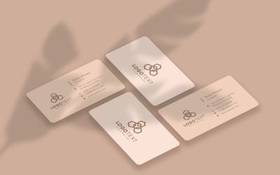 Beige Business Card Collage Mockup with Leaves Shadow Product Mockup
