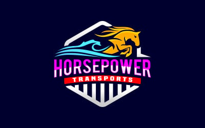 Logotipo de logística de transporte costero de caballos de fuerza