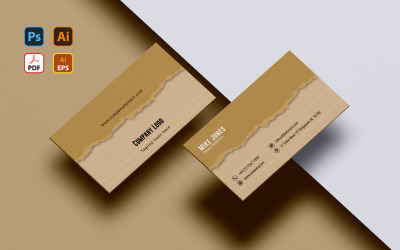 Plantilla de identidad corporativa de tarjetas de visita de diseño de papel rasgado