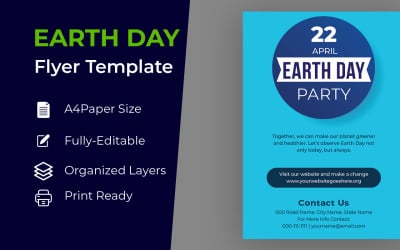 Cyan Earth Day Flyer Design Vorlage für Unternehmensidentität