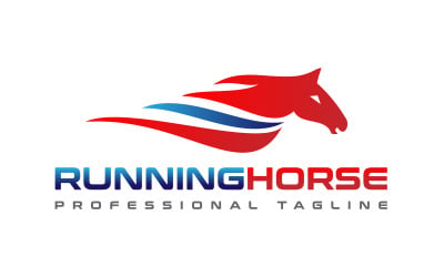 Design del logo del cavallo da corsa a potenza minima