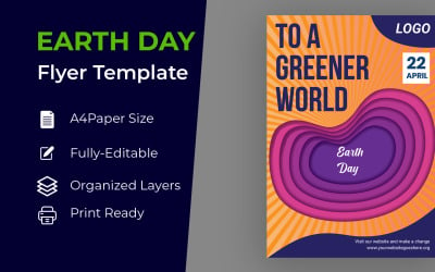 Earth Day Paper-Cut Flyer Design huisstijl sjabloon