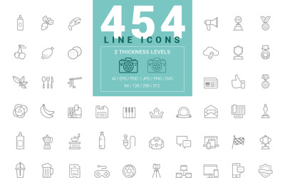 454 Linjeikoner Pack Ikonuppsättning mall
