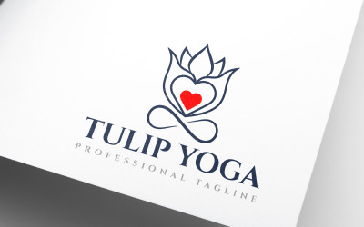 Kreativní design loga tulipánového srdce jógové lázně