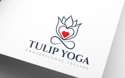 Креативный дизайн логотипа спа-салона Tulip Heart Yoga