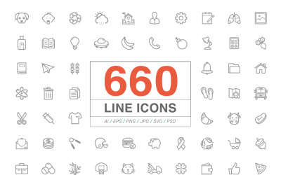 660 Line Icons Pack Iconset шаблон