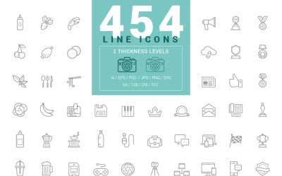 454 Line Icons Pack Iconset template