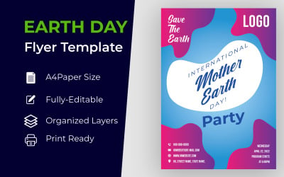 Modello di identità aziendale di Happy Earth Day Background Flyer Design