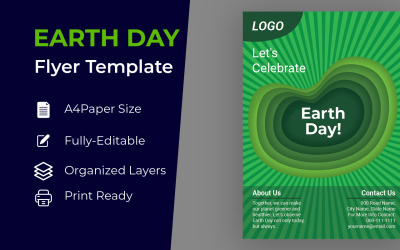 Modello di identità corporativa di Earth Day Flat Vector Design
