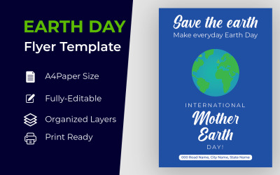 Modello di identità corporativa di Earth Day Flyer Design Green Globe