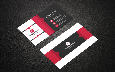 Šablona vizitky Cororate Black Red Company Business Card