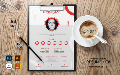 Emma Megan - Uniek CV-formaat 10 seconden kijken naar afdrukbare CV-sjabloon