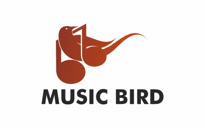 Modello di logo astratto di musica per uccelli