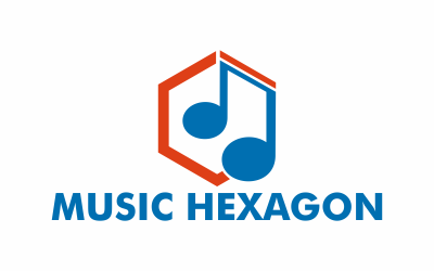 Zeshoek muziek Logo sjabloon