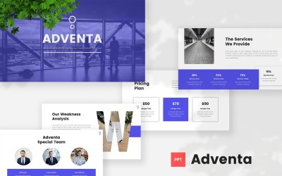Adventa - reklam- och marknadsföringsbyrå Powerpoint-mall