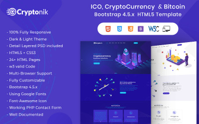 Cryptonik - ICO, Bitcoin та Cryptocurrency HTML шаблон веб-сайту
