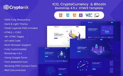 Cryptonik - Modèle de site Web HTML ICO, Bitcoin et Crypto-monnaie