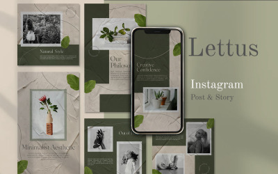 Lettus - Historias de Instagram y plantilla de publicación Redes sociales minimalistas