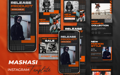 Masashi - Historias de Instagram y plantilla de publicación Streetwear Social Media