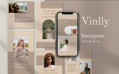 Vinlly - Instagram Stories &amp;amp; Post Template Minimalist Social Media
