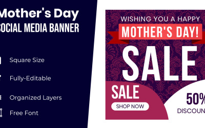 Design de banner super venda para dia das mães