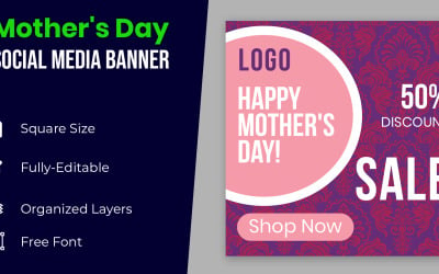 Pink Color Mothers Day Banner Design