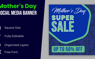 Diseño de banner de redes sociales de super venta del día de la madre