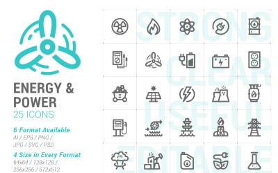 Енергія та потужність Mini Iconset шаблон