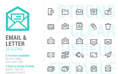 Modello Mini Iconset e-mail e lettera