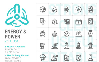 Modelo de conjunto de ícones de energia e energia Mini