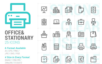 Office &amp;amp; Stationary Mini Iconset-sjabloon