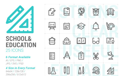 Okul ve Eğitim Mini Iconset şablonu