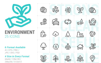 Plantilla de mini conjunto de iconos de medio ambiente