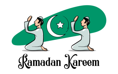 Ramadan Kareem vagy Ramadan Mubarak vektoros illusztráció