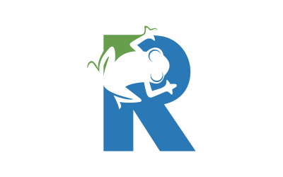 Plantilla de logotipo letra R rana