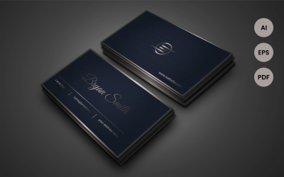 Silver and Blue Business Card  - Corporate Identity Template