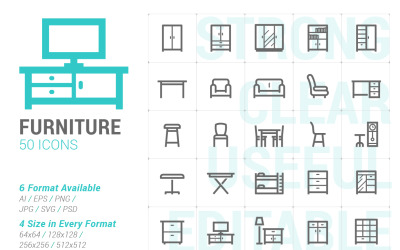 Modèle de mini ensemble d&amp;#39;icônes de meubles
