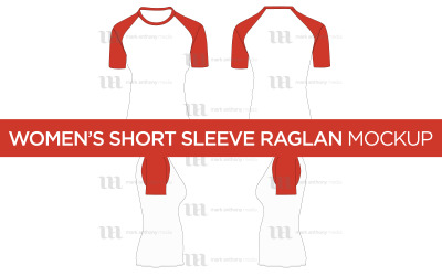 Raglan damesshirt met korte mouwen - Vector Mockup-sjabloon