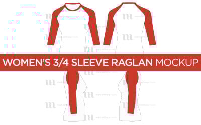 Raglan női 3/4-es ujjú ing - vektor makett sablon