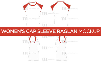 Raglanská dámská čepice / tričko bez rukávů - šablona Vector Mockup