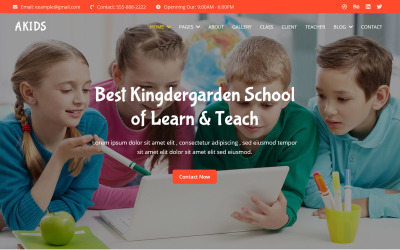Akids - Kingdergarden School webbplats mall
