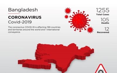 Bangladesh Affected Country 3D Map of Coronavirus Corporate Identity Template