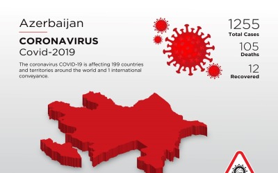 Betrokken land Azerbeidzjan 3D-kaart van coronavirus-huisstijlsjabloon
